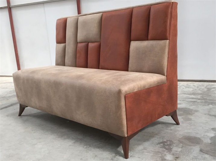 Custom Velvet Hotel Restaurant Booth Seating | Modern High Back Commercial Dining Sofa