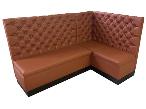 L-Shaped Upholstered Leather KTV Booth Seating Sofa with High Back and Tufted Design