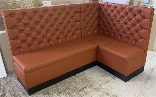 L-Shaped Upholstered Leather KTV Booth Sofa with High Back and Tufted Design