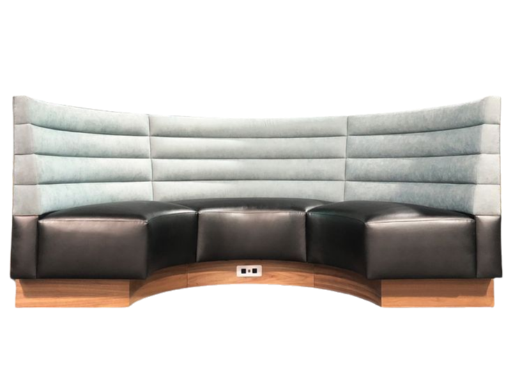 Light Grey Green Velvet Upholstered Curved Booth Seating for Restaurants