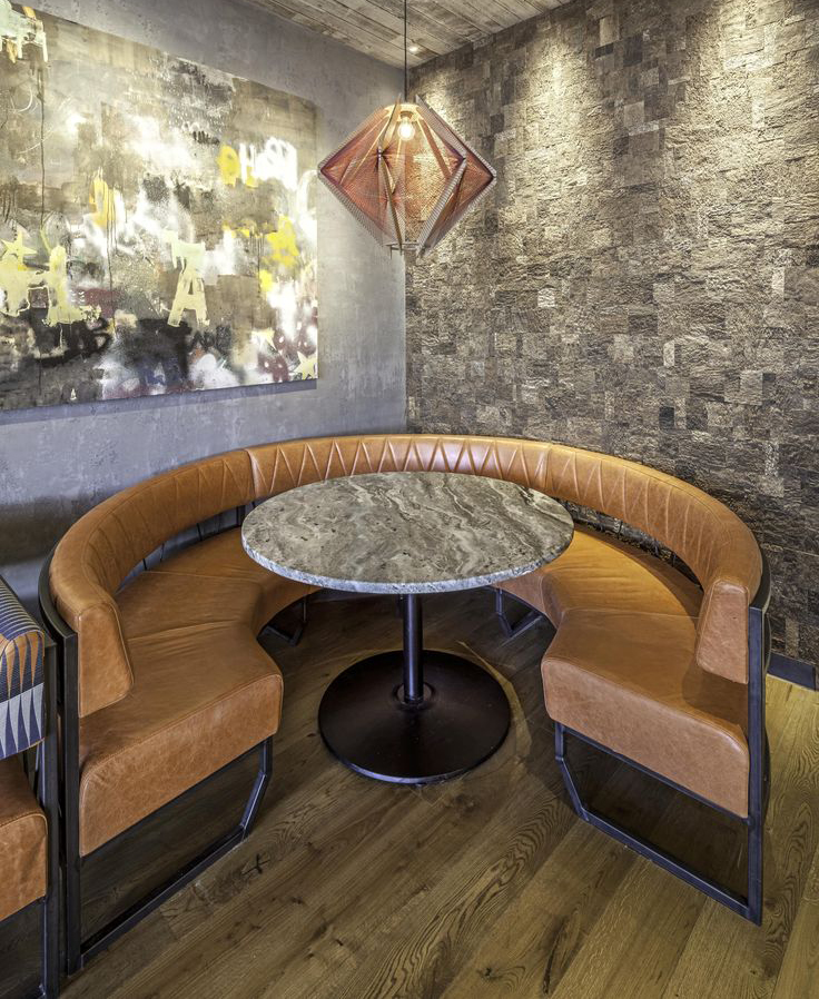 U-shaped booth seating for restaurants