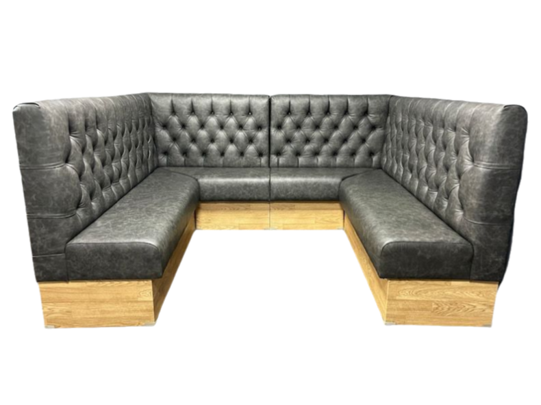 Hotel U-Shaped Leather Tufted Booth Seating – Solid Wood Base, Premium Custom Design, and Elegant Comfort