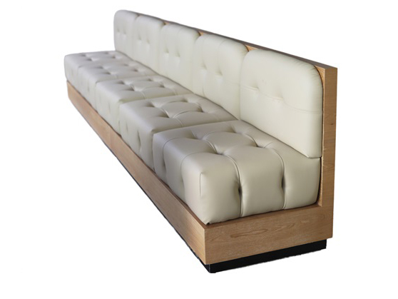 Custom Tufted Upholstered Vinyl Booth Seating for Restaurants with Wooden Base