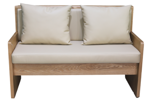 Wooden Booth Seating for Cafes – Double Seat with Solid Wood Frame and Vinyl Cushions