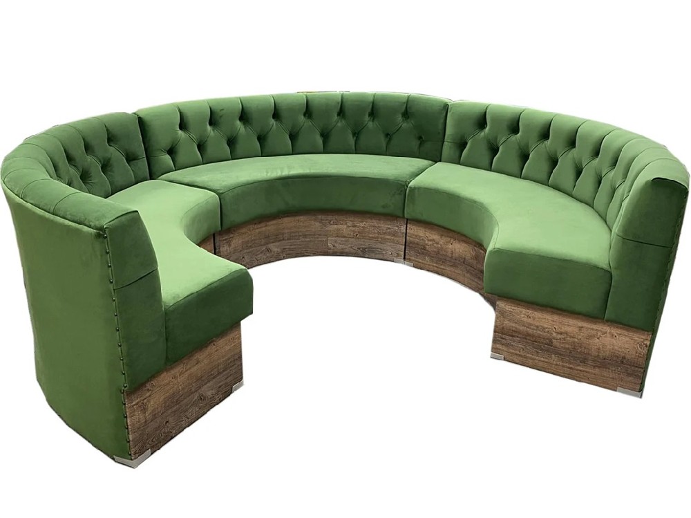 Semi-Circular Vinyl Booth Seating with Tufted Backrest for Restaurants