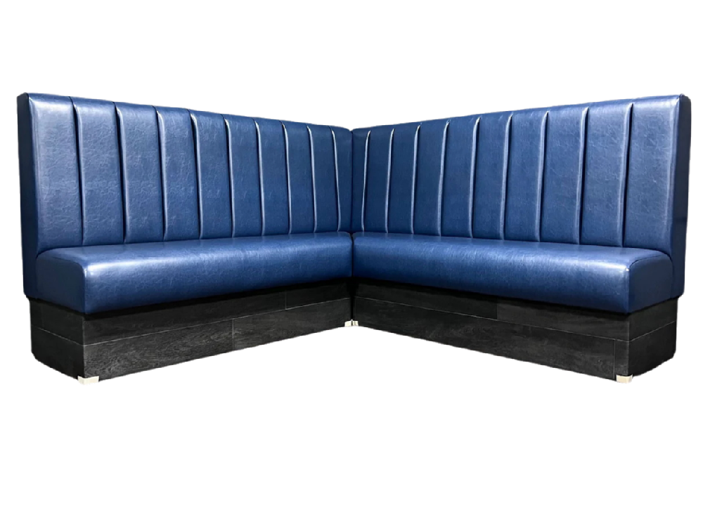 Dark Blue Vinyl Commercial L-Shaped Restaurant Corner Booth Seating