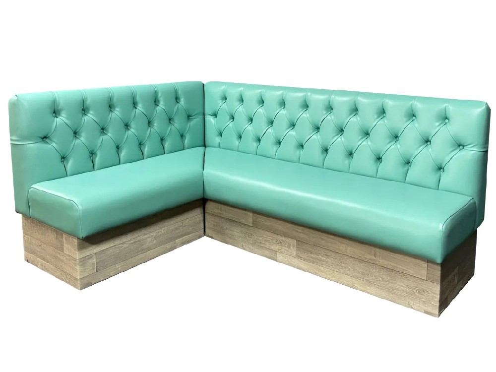 Restaurant Corner Banquette Seating | L-Shaped Booth with Button-Tufted Design