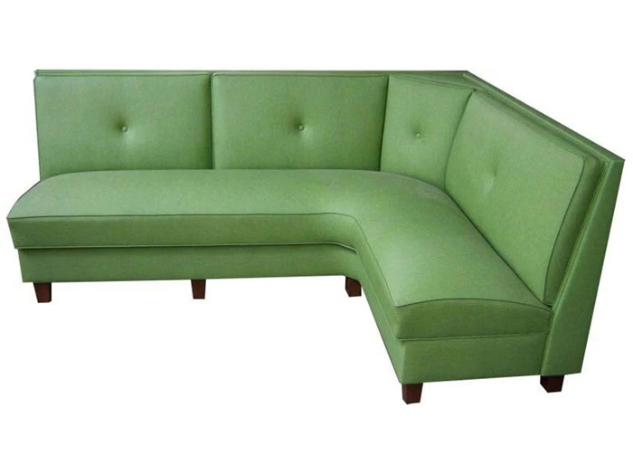 L-shaped wooden bench for dining