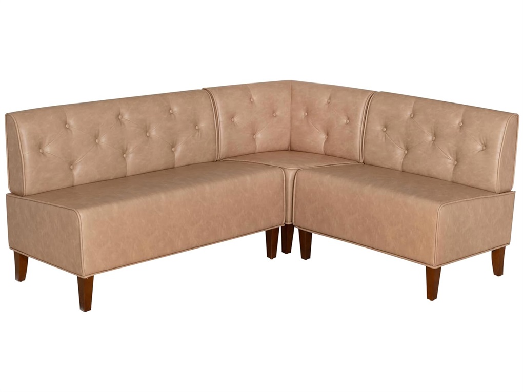 Wood L-shaped bench dining