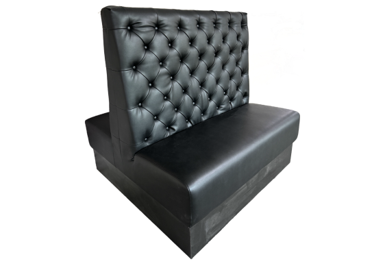 Double-Sided Booth Seating for Hotels & Restaurants - Elegant Black Tufted Leather Upholstery