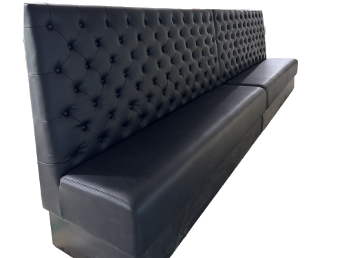 Modern Black Leather Button-Tufted Restaurant Booth Seating