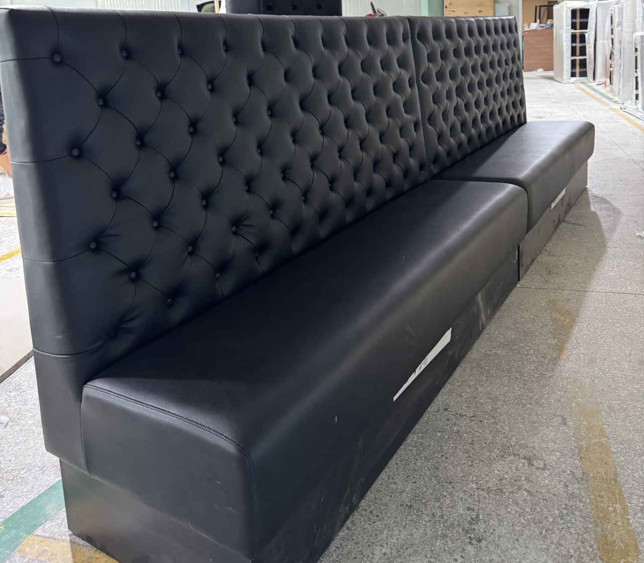 modern black leather restaurant booth seating