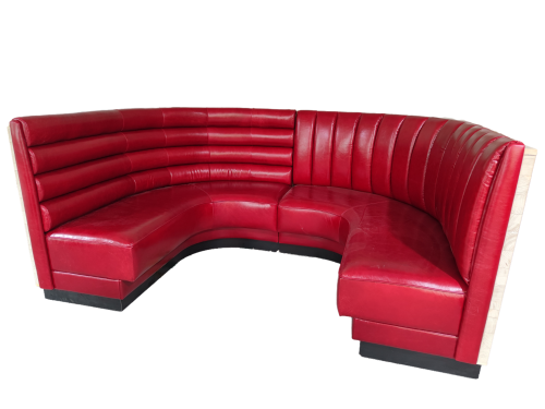 Red Vinyl U-Shaped Booth Seating for Restaurant – Customizable and Durable
