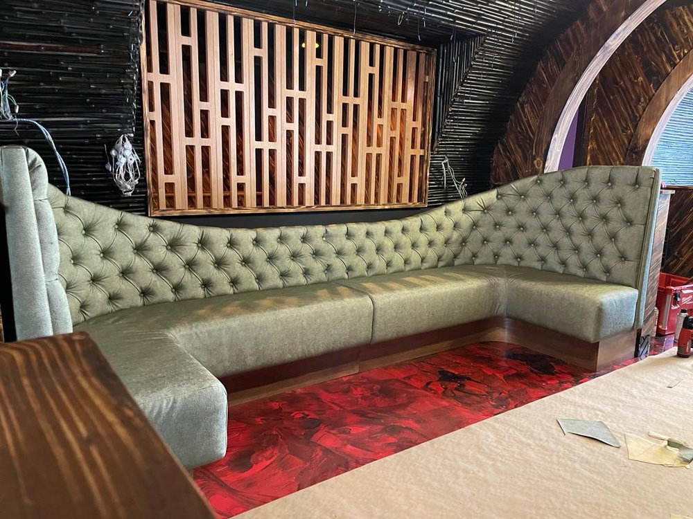 VIP booth seating in a stylish nightclub