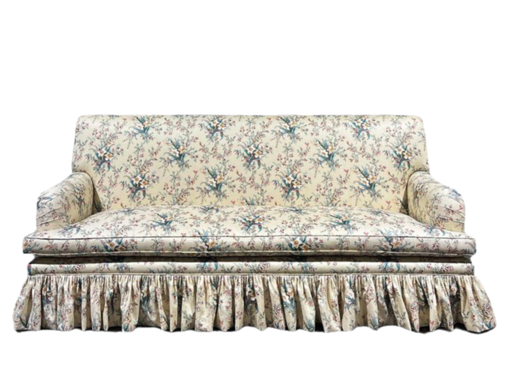 Elegant Floral Restaurant Upholstered Booth Sofa with Pleated Skirt for Dining Spaces