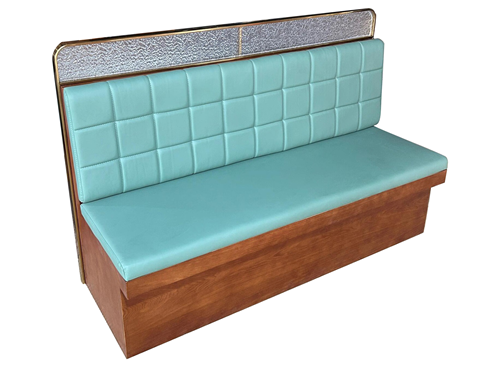 Retro Restaurant Booth Seating – Teal Leather Cushion, Wooden Base