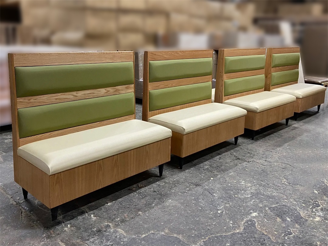 Commercial Hotpot Restaurant Booth Seating with Green Cushions – Durable & Comfortable Booths for Hotpot Dining