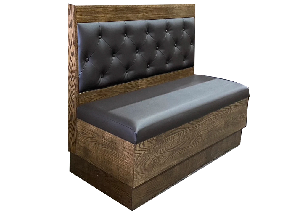 Modern Wooden Restaurant Booth Seating with Tufted Leather Backrest