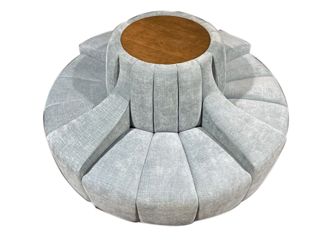 Modern Round Lounge Sofa for Club with Wooden Base – Upholstered Seating