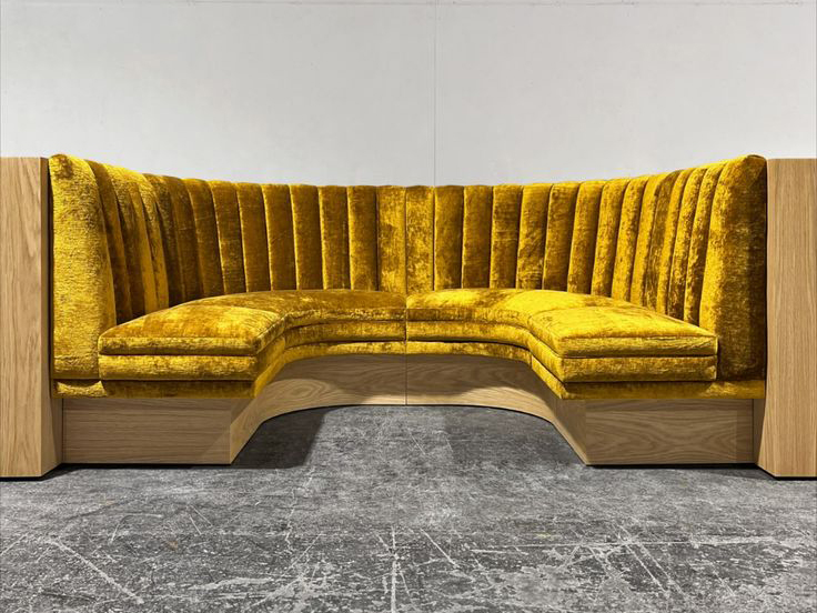 Luxury U-Shaped Yellow Velvet Corner Booth Seating for High-End Hotel Interiors