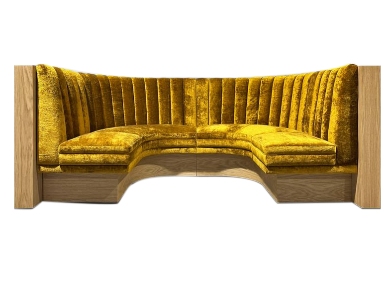 Luxury Yellow Velvet Corner Booth Seating for Hotels - U-Shaped Design