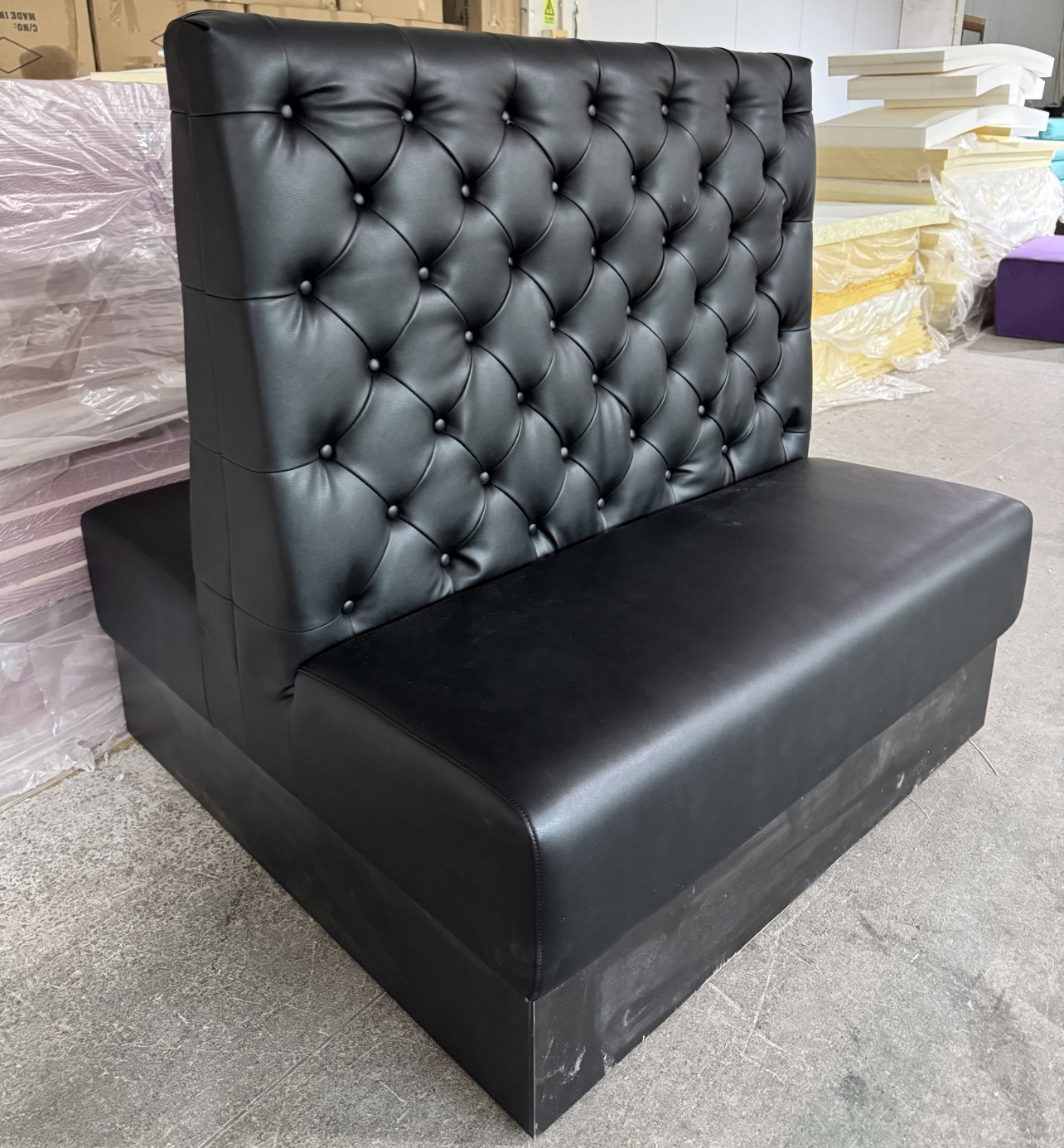 Restaurant leather upholstered booth sofa