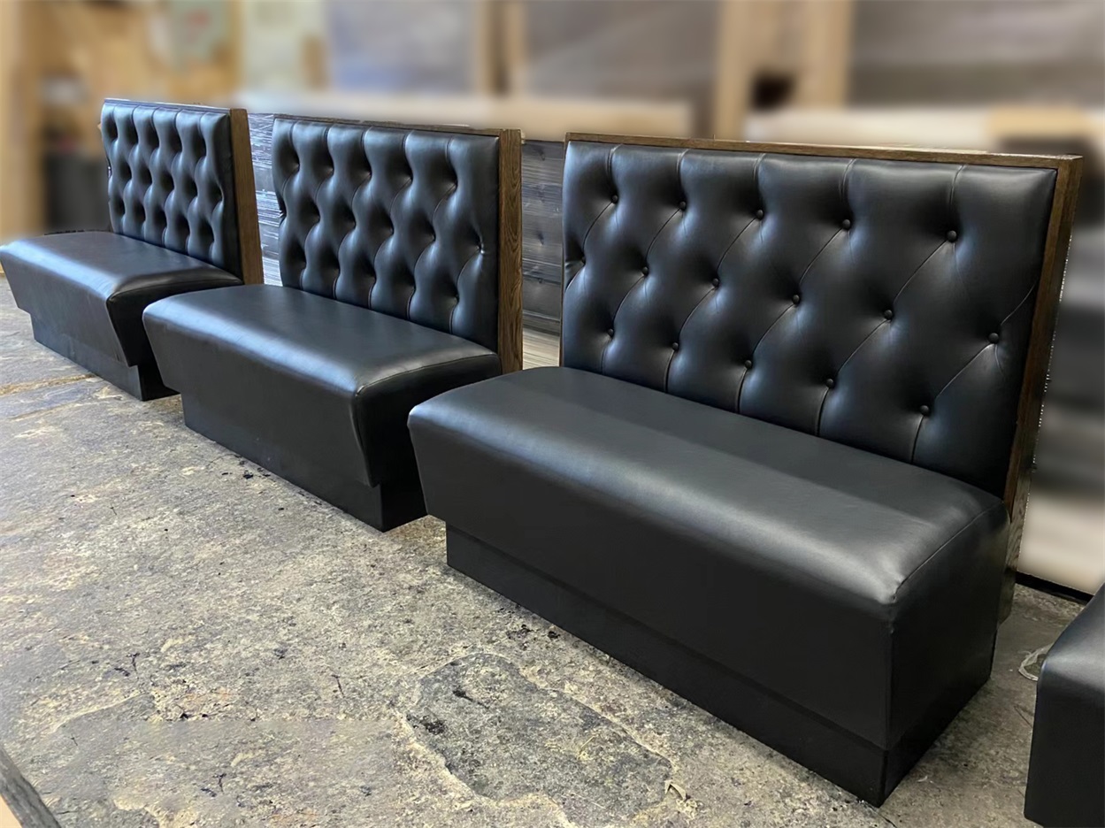 Luxury tufted backrest upholstered vinyl booth seating for hotels