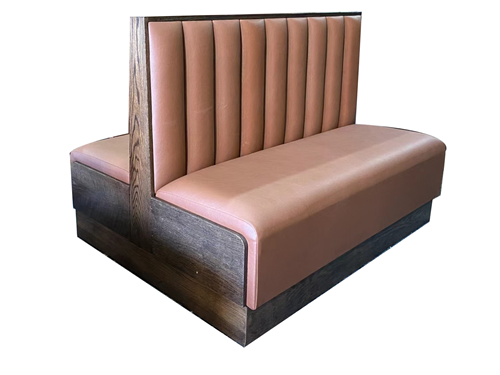 Double-Sided Leather Booth – High Back Wooden Seating for Coffee Shops