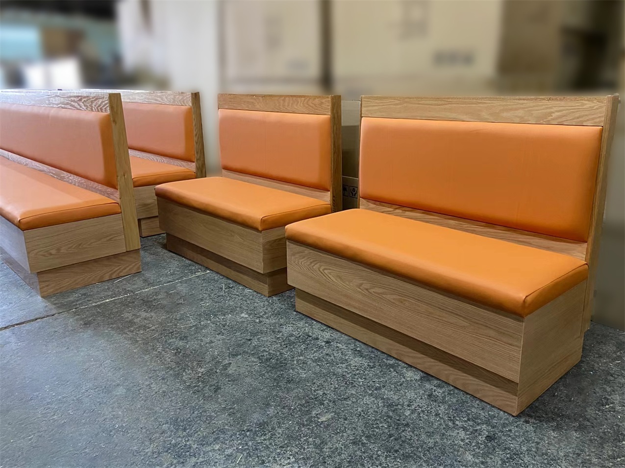 Hot Pot Restaurant Booth Seating | Wood Frame Upholstered Bench for Dining