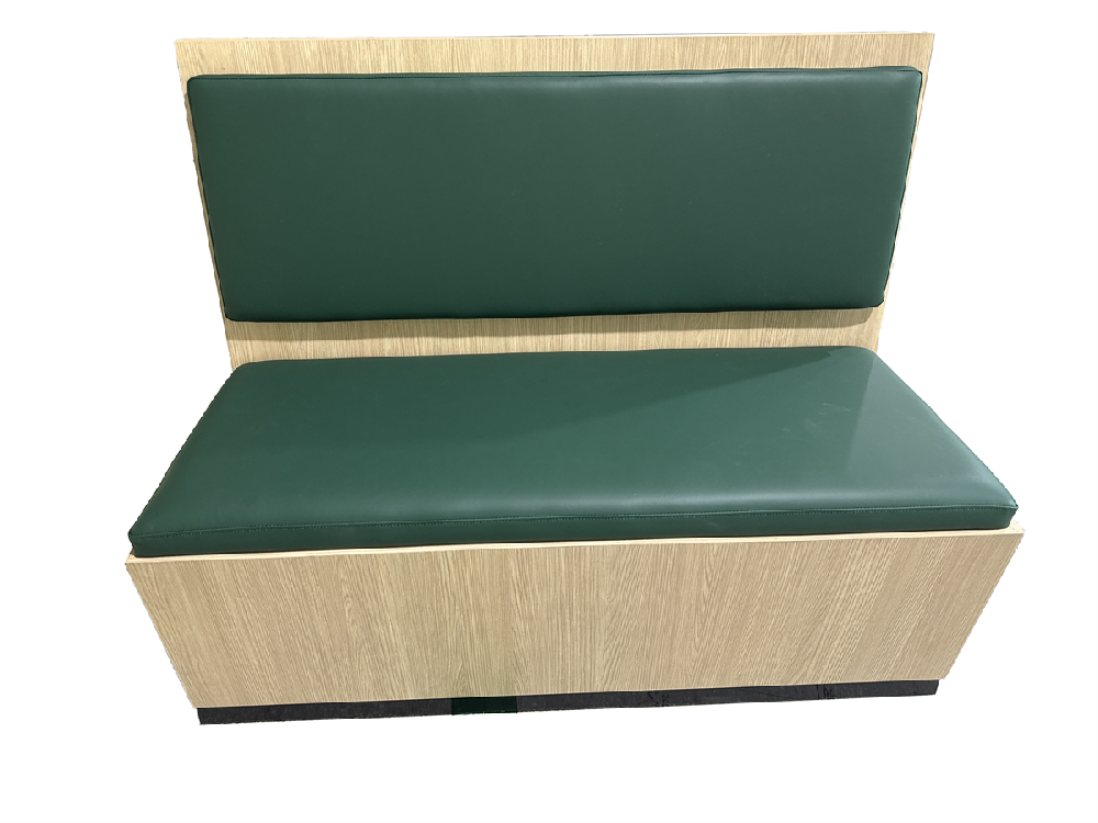 Custom Wooden Frame Restaurant Booth Seating - Green Upholstered Banquette for Dining & Cafe