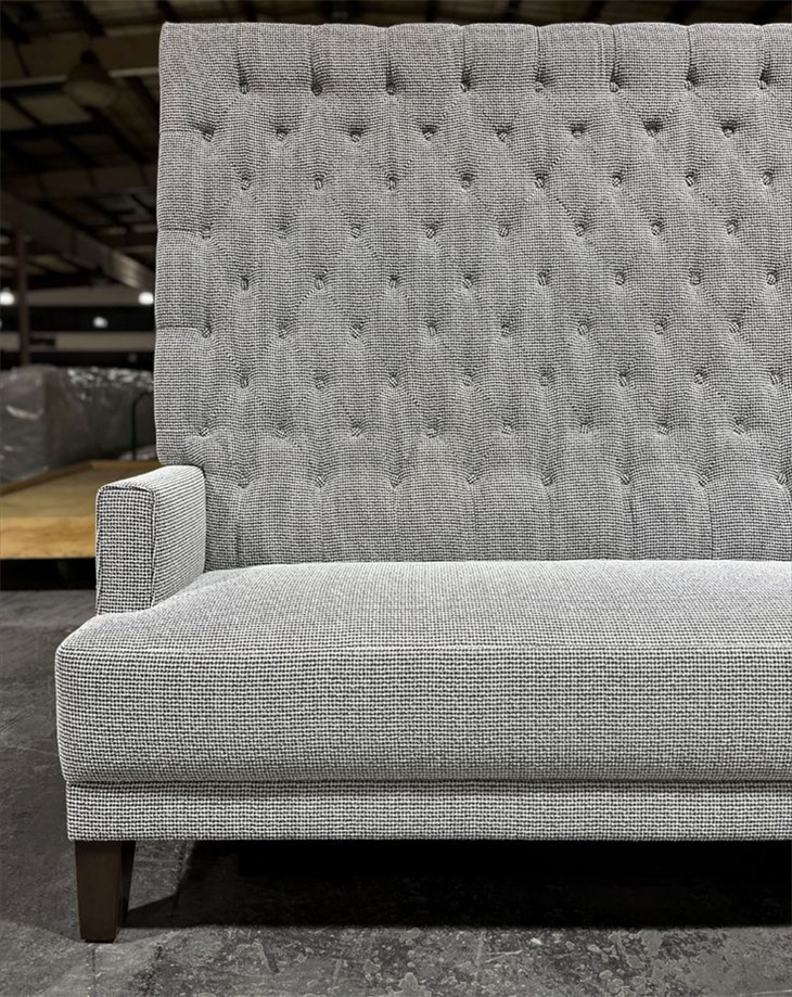Gray Textile High-Back Tufted Cushion Sofa Seating