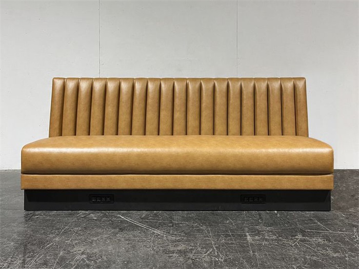 Brown leather restaurant booth