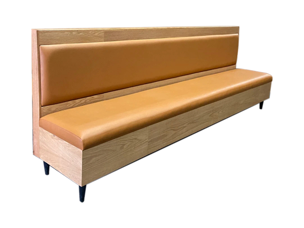 Modern Upholstered Restaurant Booth Seating | Custom Wood & Leather Banquette