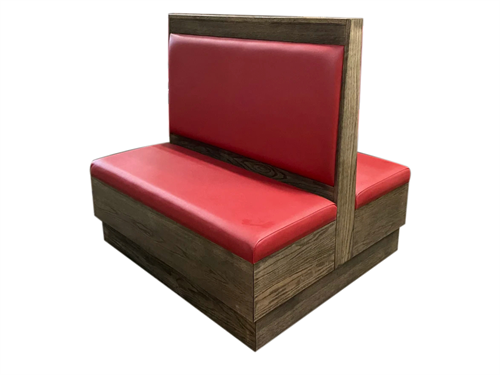 Commercial Double-Sided Red Leather Corner Booth Seating with Wooden Frame for Restaurant