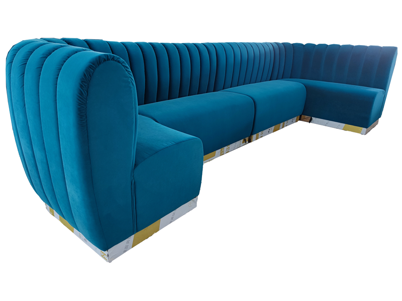 Custom Velvet Bar Lounge Booth Seating | U-Shaped Channel Back Banquette Manufacturer