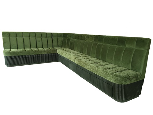 L-Shaped Velvet Booth Seating | Hotel and Restaurant Booth with Storage