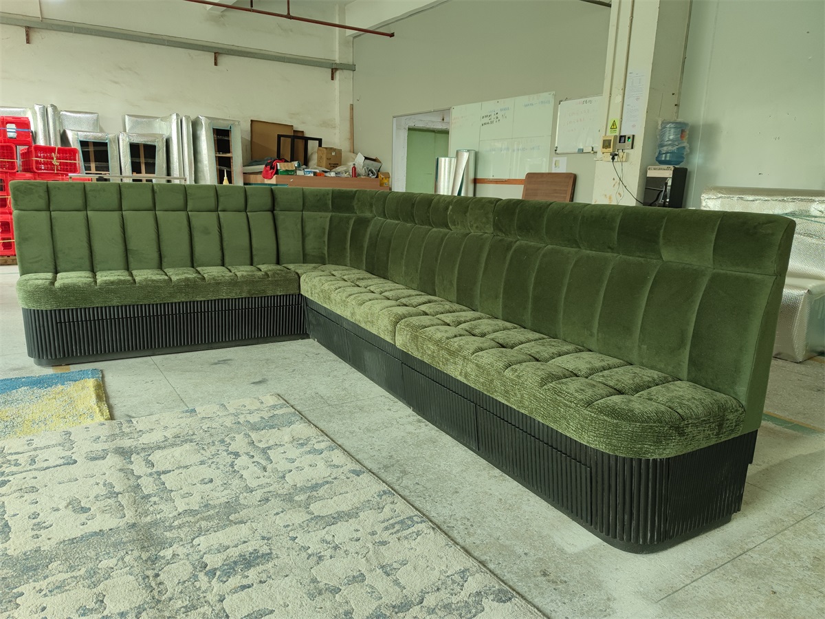 L-shaped velvet booth seating for hotels and restaurants